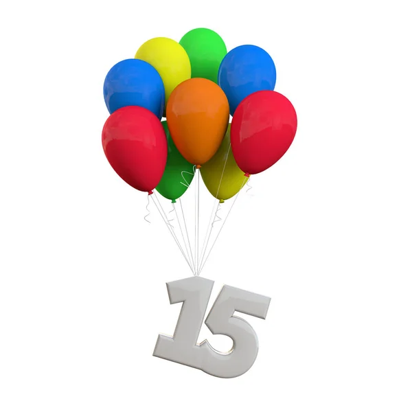 Ο Νούμερο 15 εορτασμός πάρτι. Ο αριθμός που επισυνάπτεται σε ένα μάτσο Ballo — Φωτογραφία Αρχείου