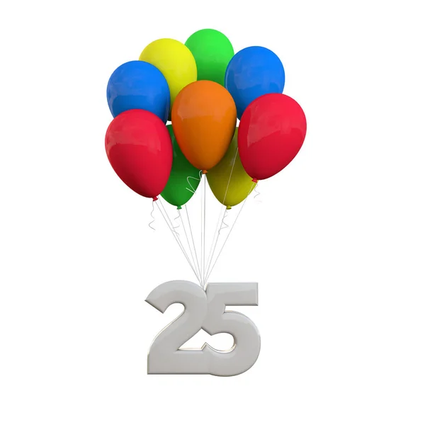 Nummer 25 feest viering. Nummer gehecht aan een stelletje ballo — Stockfoto