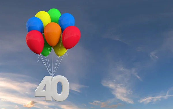 Celebração da festa número 40. Número anexado a um monte de ballo — Fotografia de Stock