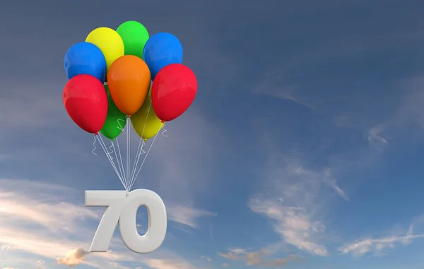 Nummer 70 feest viering. Nummer gehecht aan een stelletje ballo — Stockfoto
