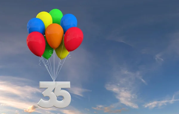 Αριθμός 35 εορτασμός πάρτι. Ο αριθμός που επισυνάπτεται σε ένα μάτσο Ballo — Φωτογραφία Αρχείου
