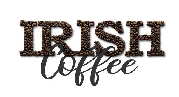 Ierse koffie typografie citaat. Coffee Bean ontwerp belettering quot — Stockfoto