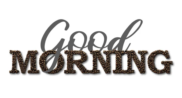 Buona mattina citazione tipografica. chicco di caffè disegno lettering quot — Foto Stock