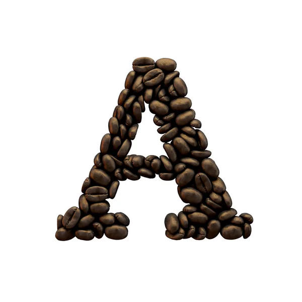 Lettre Un alphabet de grains de café lettrage. Rendu 3D — Photo