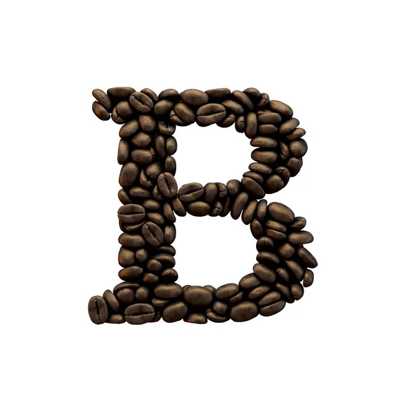 Lettrage alphabet grains de café lettre B. Rendu 3D — Photo