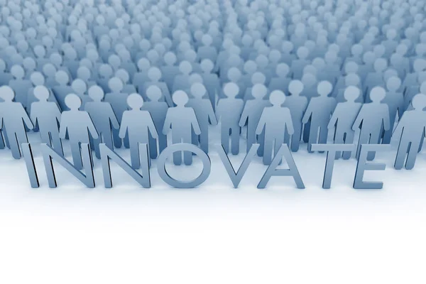 Innovate. Large group of stick figure people. 3D Rendering — Stock Photo, Image