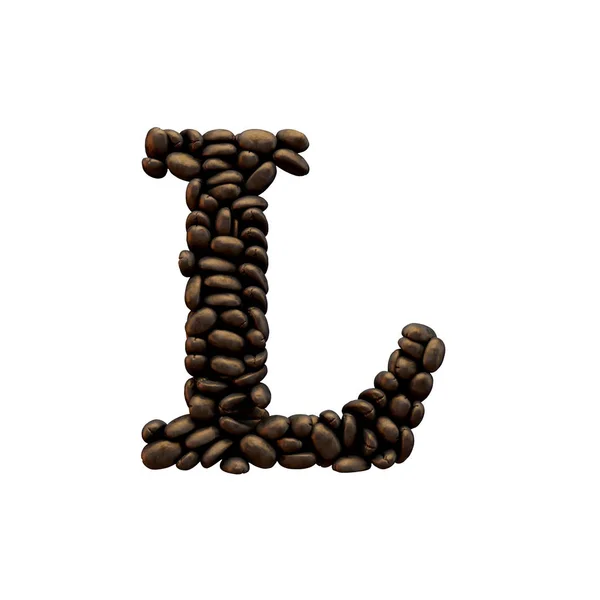 Litera L pismo ziarna kawy napis. Renderowanie 3D — Zdjęcie stockowe