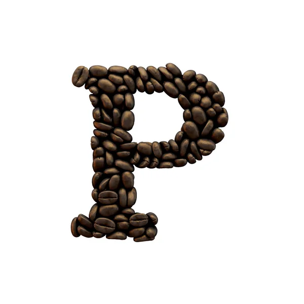 Letra P letras alfabeto grano de café. Renderizado 3D — Foto de Stock