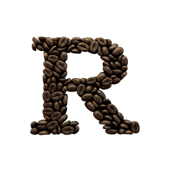 Lettre R lettrage alphabet grains de café. Rendu 3D — Photo