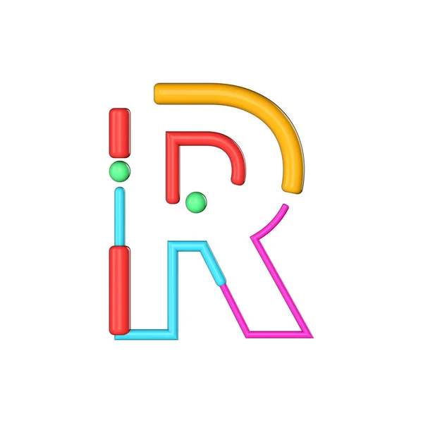 Huruf R abstrak modern baris warna font alfabet. Perenderan 3D — Stok Foto