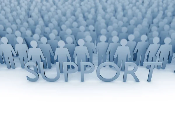 Business support. Large group of stick figure people. 3D Renderi