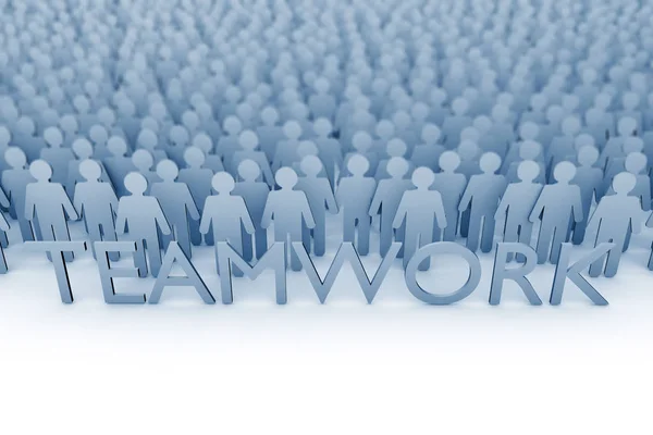 Teamwork. Large group of stick figure people. 3D Rendering