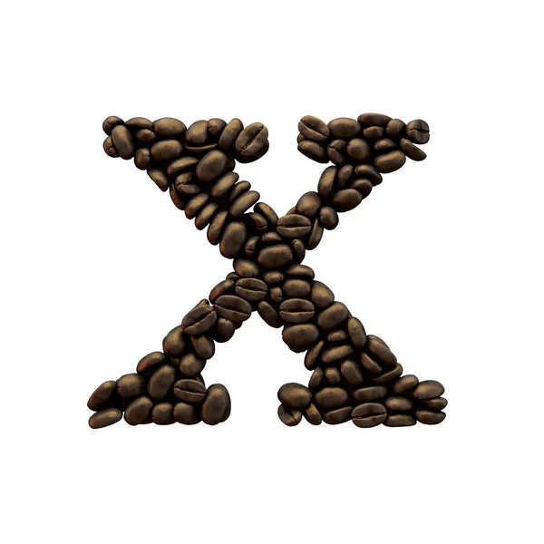 Letter X kaffebönor alfabetet bokstäver. 3D-rendering — Stockfoto