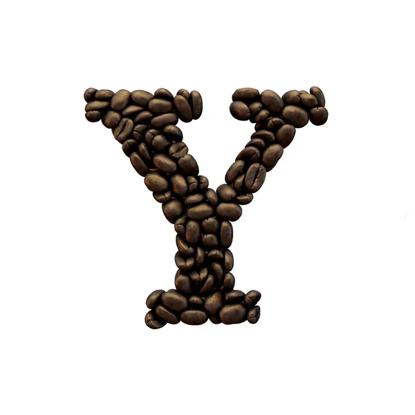 Літера Y написання алфавіту кавових зерен. 3D рендерингу — стокове фото