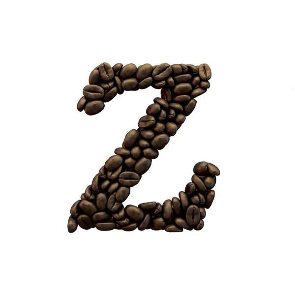 Letras do alfabeto Z coffee bean. Renderização 3D — Fotografia de Stock