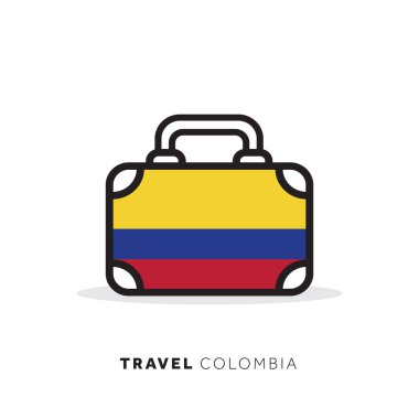 Kolombiya seyahat konsepti. Ulusal coun ile bavul vektör simgesi