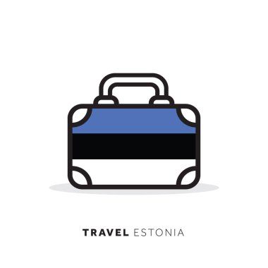 Estonya seyahat konsepti. Ulusal sayım ile bavul vektör simgesi