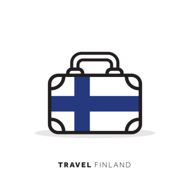 Finlandiya Seyahat konsepti. Ulusal sayım ile bavul vektör simgesi