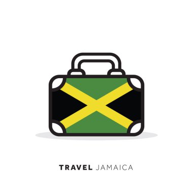 Jamaika seyahat konsepti. Ulusal sayım ile bavul vektör simgesi