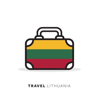 Litvanya seyahat konsepti. National cou ile bavul vektör simgesi
