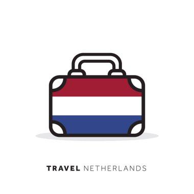 Hollanda seyahat konsepti. Ulusal c ile bavul vektör simgesi