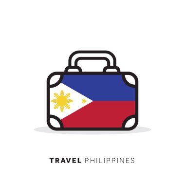 Filipinler seyahat konsepti. Ulusal c ile bavul vektör simgesi