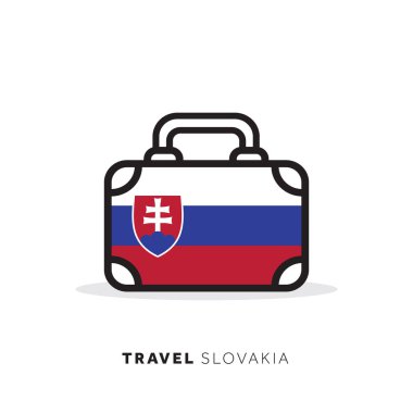 Slovakya seyahat konsepti. Ulusal coun ile bavul vektör simgesi
