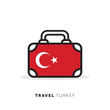 Türkiye Seyahat konsepti. Ulusal zeytinin ile bavul vektör simgesi