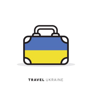 Ukrayna seyahat konsepti. Ulusal sayım ile bavul vektör simgesi