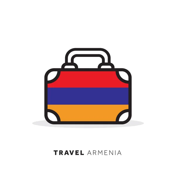 アルメニア旅行のコンセプト。国のカウントを持つスーツケースベクトルアイコン — ストックベクタ