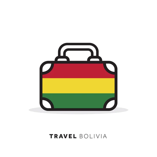 ボリビア旅行のコンセプト。国のカウントを持つスーツケースベクトルアイコン — ストックベクタ