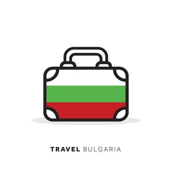 ブルガリア旅行のコンセプト。国家のコウンとスーツケースベクトルアイコン — ストックベクタ