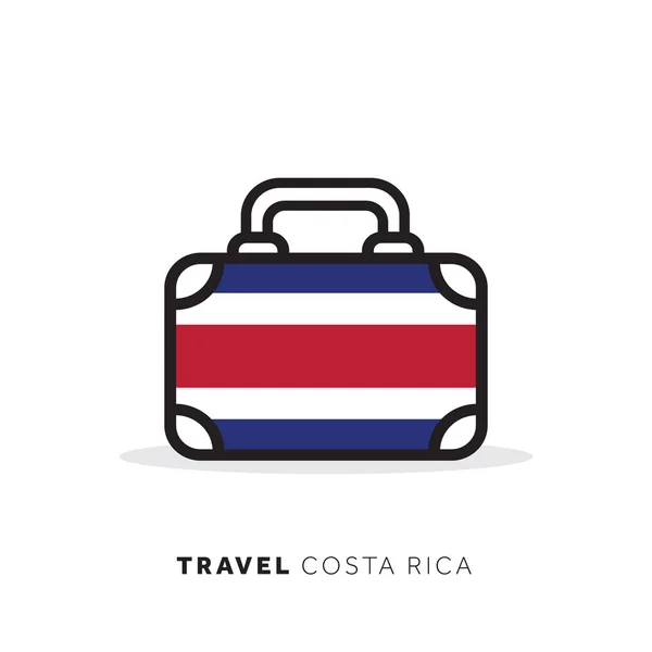 コスタリカ旅行コンセプト。全国共同でスーツケースベクトルアイコン — ストックベクタ