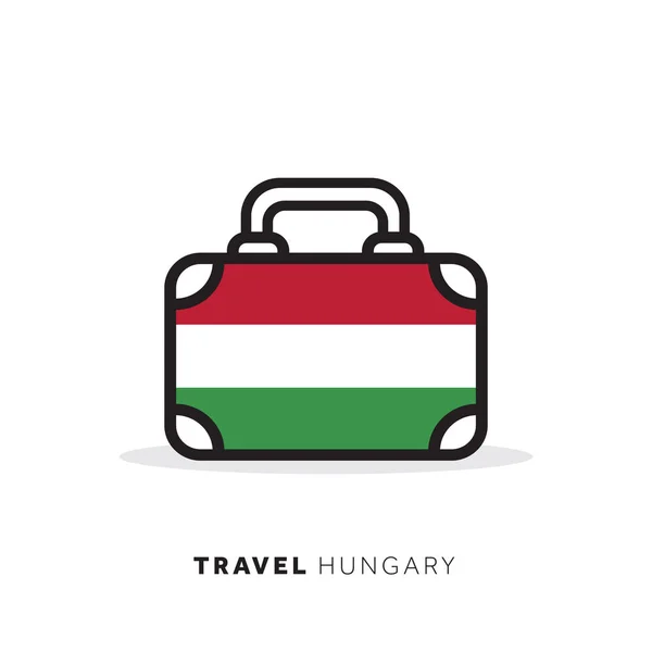 Magyarország utazási koncepciója. Suitcase vektoros ikon nemzeti gróf — Stock Vector