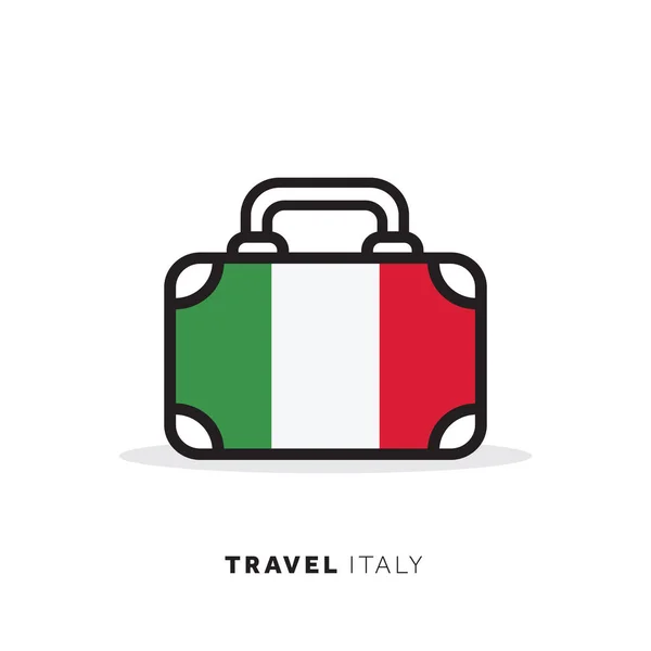 Italia concepto de viaje. Icono de vector de maleta con país nacional — Vector de stock