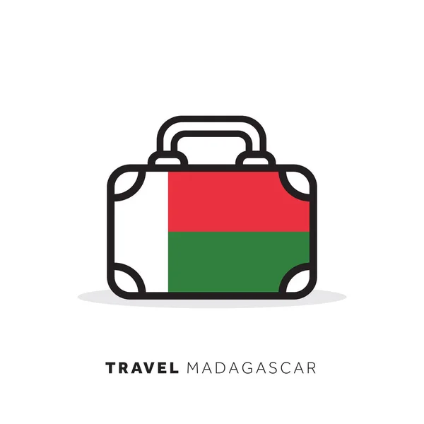 マダガスカル旅行のコンセプト。全国共同でスーツケースベクトルアイコン — ストックベクタ