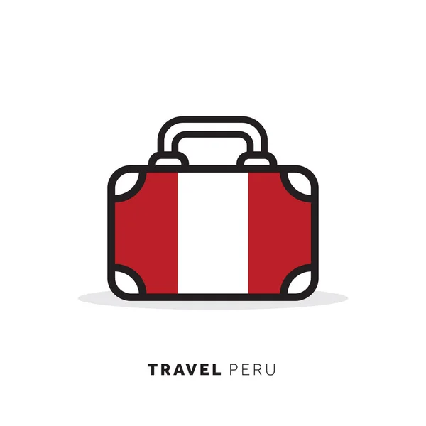 Peru conceito de viagem. Ícone de vetor de mala com país nacional —  Vetores de Stock