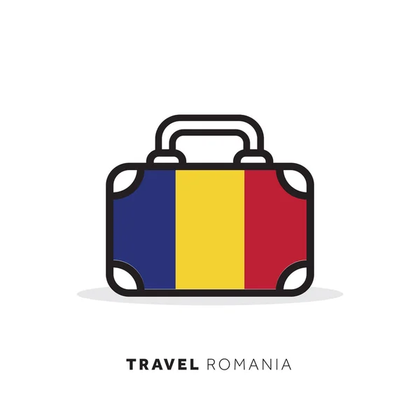 Romania concetto di viaggio. Icona vettoriale valigia con conteggio nazionale — Vettoriale Stock