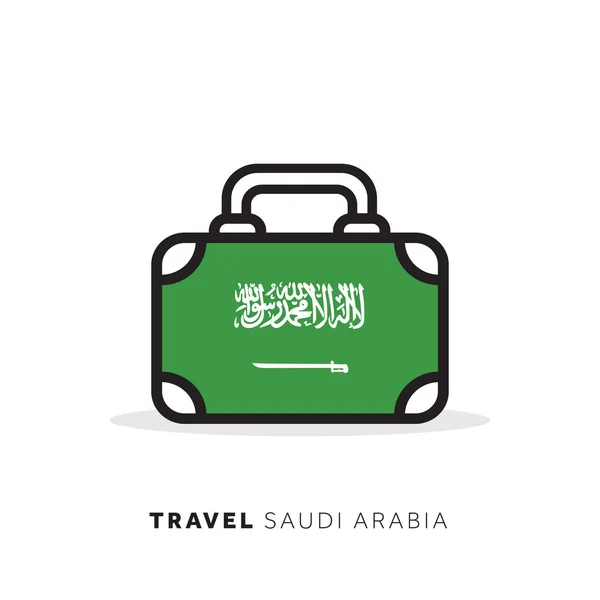 Ідеї для подорожей Саудівської Аравії. Чемодан векторний значок з національним — стоковий вектор