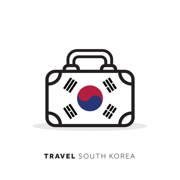 한국 여행 개념. 가방 벡터 아이콘 과 국가 c — 스톡 벡터