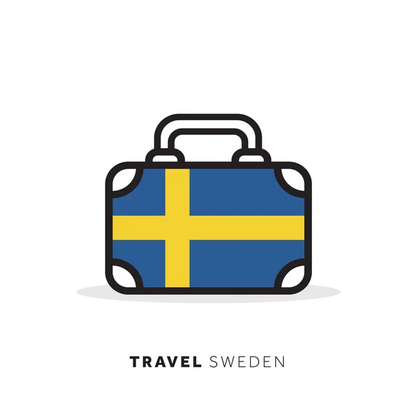 Suecia concepto de viaje. Icono de vector de maleta con countr nacional — Vector de stock
