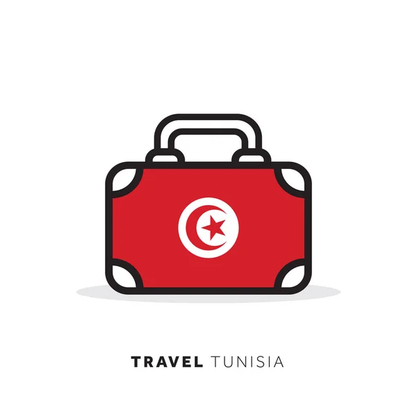 Концепція подорожі Тунісу. Піктограма векторної чемодан з національним граф — стоковий вектор