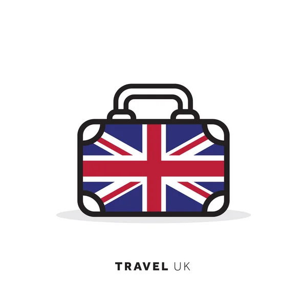 Reino Unido conceito de viagem. Ícone de vetor de mala com nationa —  Vetores de Stock