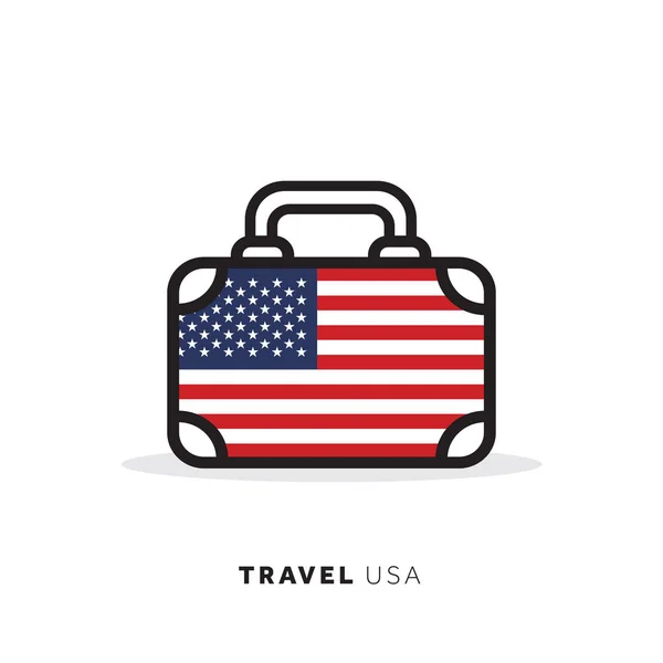 USA travel concept. Suitcase vector icon with national country f — Stock Vector