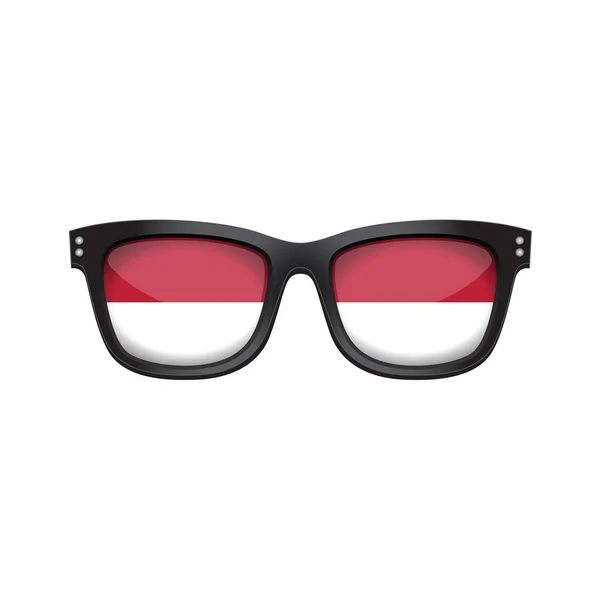 Indonésia bandeira nacional óculos de sol elegantes — Vetor de Stock