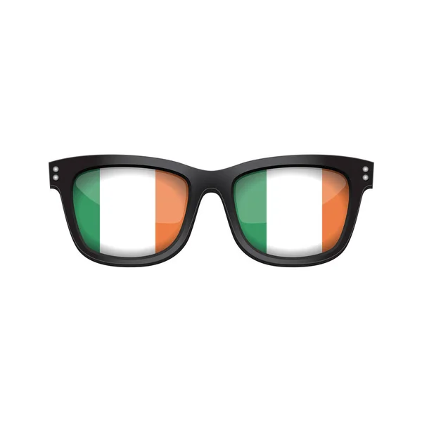 Irlanda bandera nacional gafas de sol de moda — Vector de stock