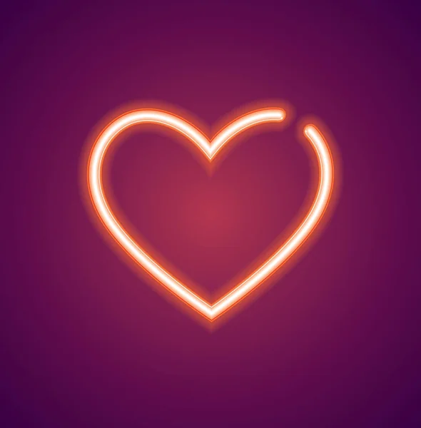 Neon love heart sign — Stock Vector