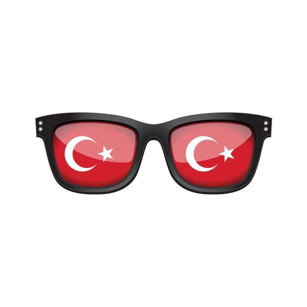 Modische Sonnenbrille unter türkischer Nationalflagge — Stockvektor