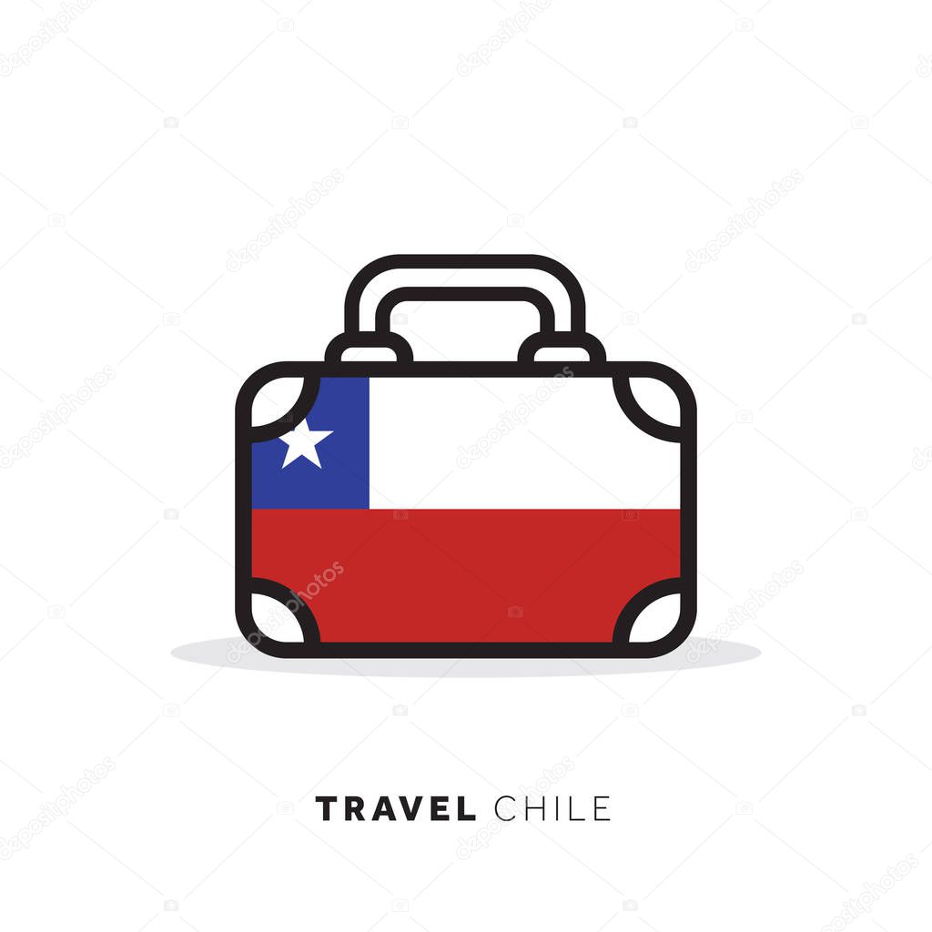 Chile travel concept. Suitcase vector icon with national country