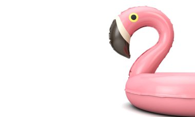 Beyaz bir arka planda Summertime pembe şişme falmingo. 3D render